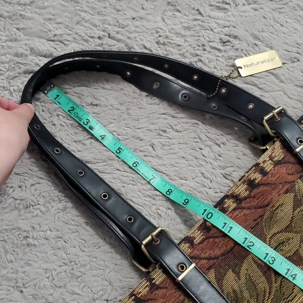 Vintage Naturalizer leaves pattern large tote bag